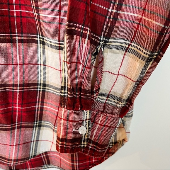 H&M Plaid Cotton Button Down Shirt Fall Colours Size 4 - Picture 4 of 8